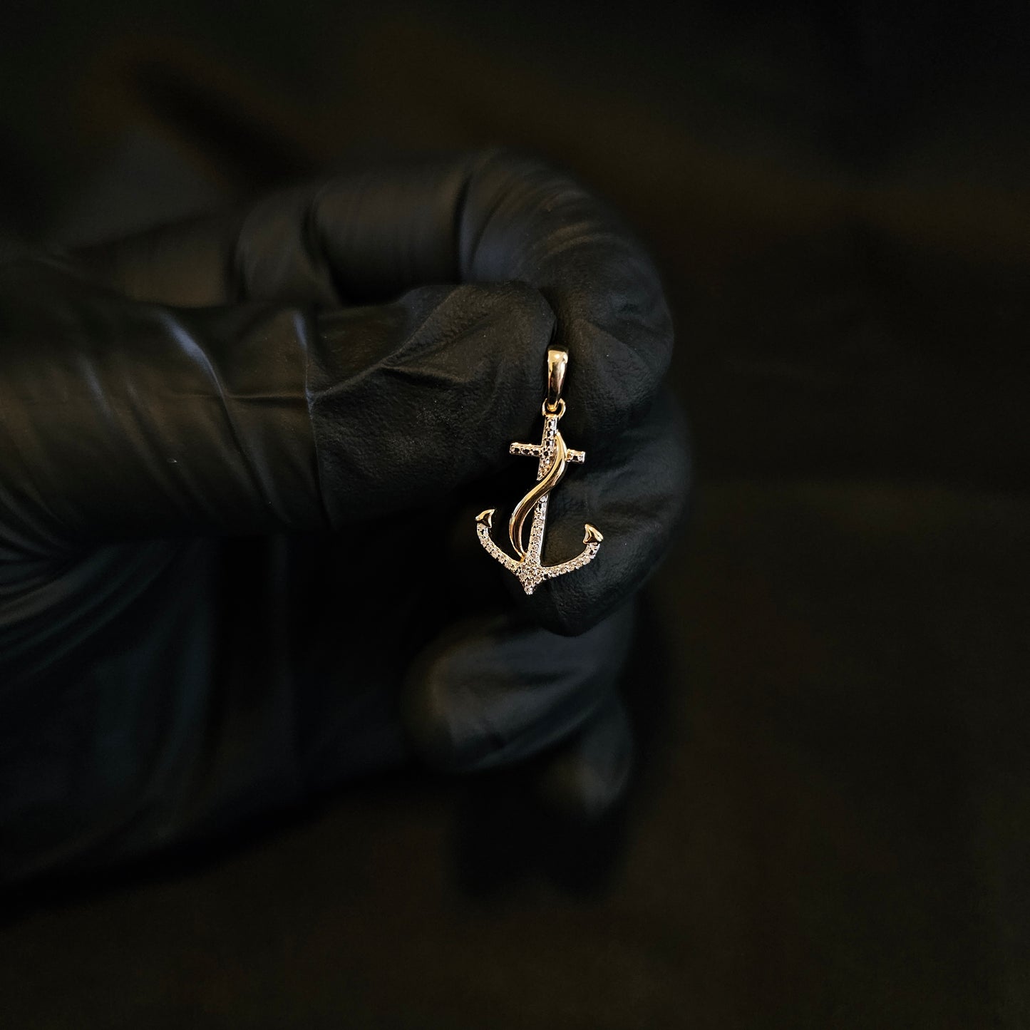 10k Natural Diamond Cross Anchor