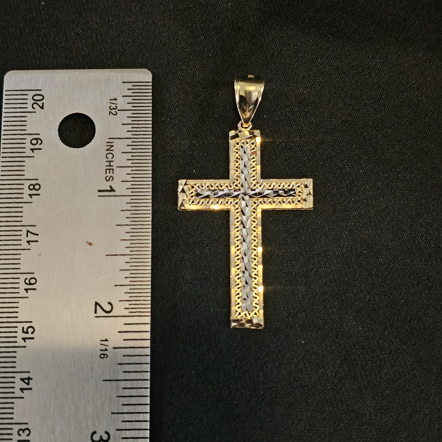 Diamond Cut Cross 10k Yellow Gold