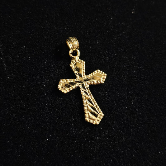 10k Solid Diamond Cut Cross