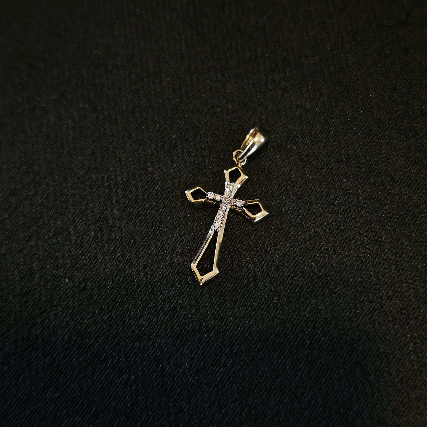 14k Natural Diamond Cross