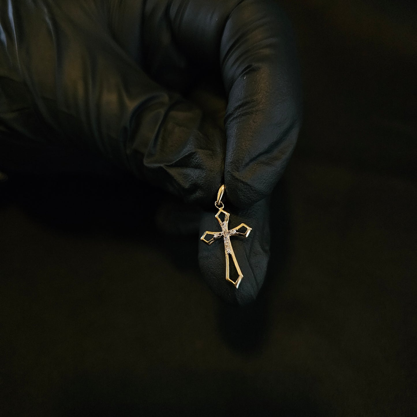 14k Natural Diamond Cross