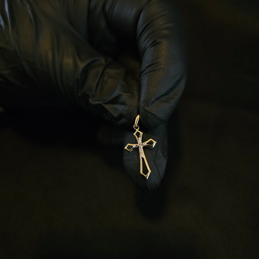 14k Natural Diamond Cross