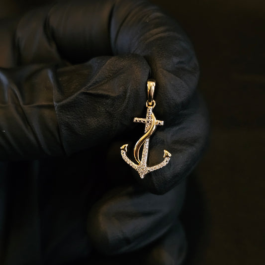10k Natural Diamond  Cross Anchor