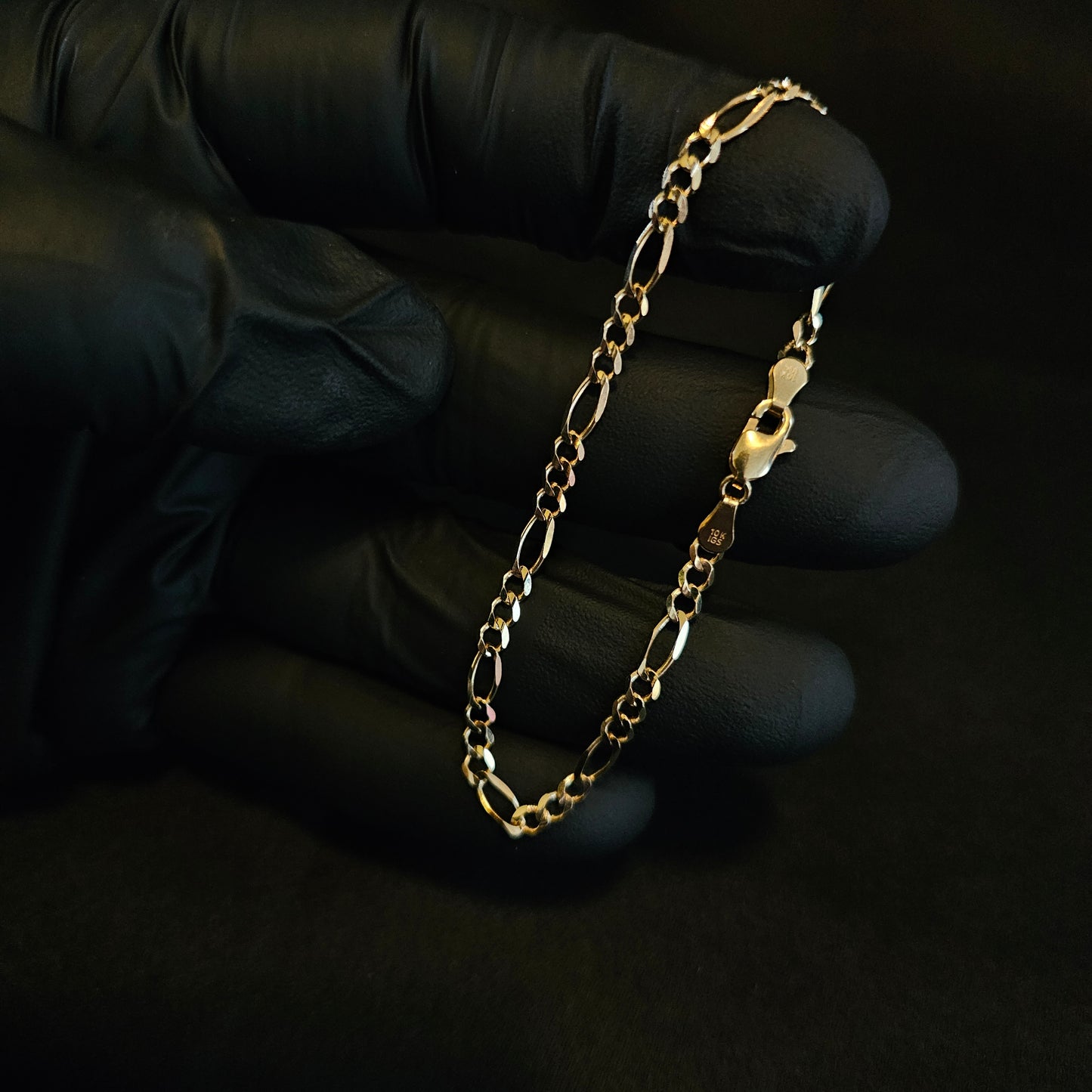 7" Figaro Bracelet 10k Solid Yellow Gold