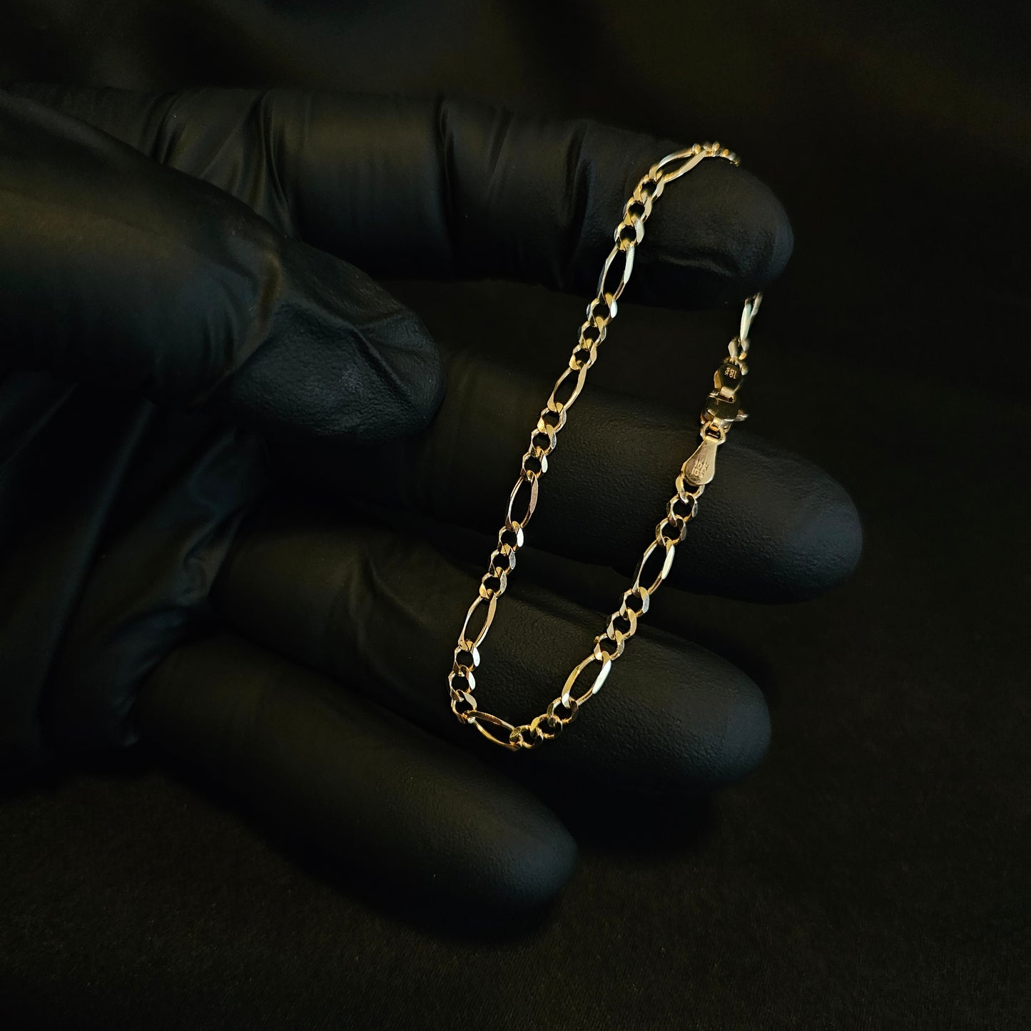 7" Figaro Bracelet 10k Solid Yellow Gold