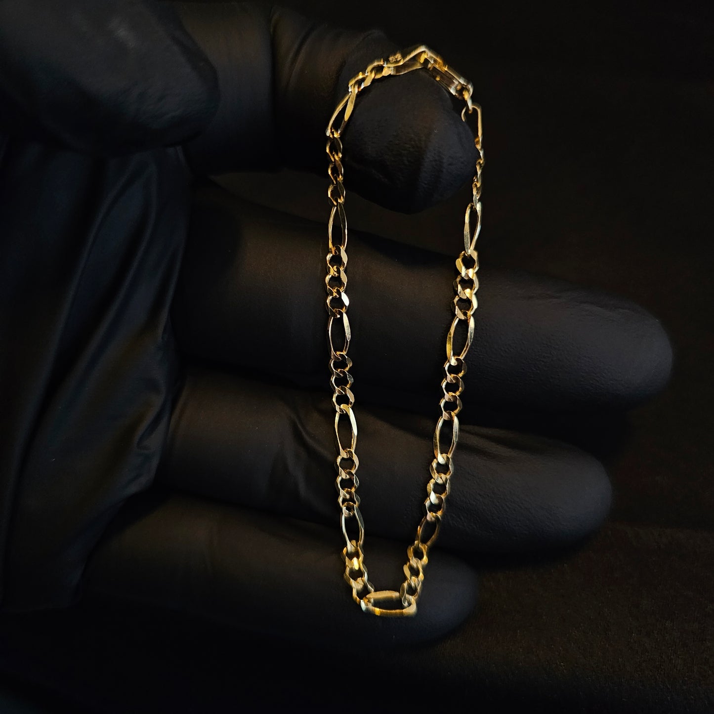 7" Figaro Bracelet 10k Solid Yellow Gold