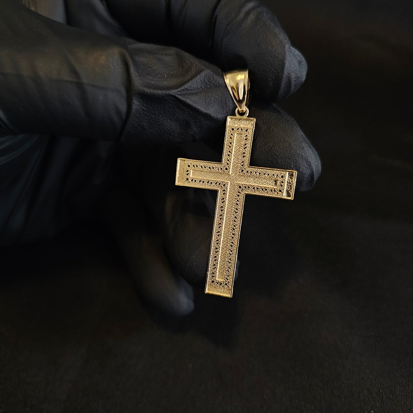 Diamond Cut Cross 10k Yellow Gold