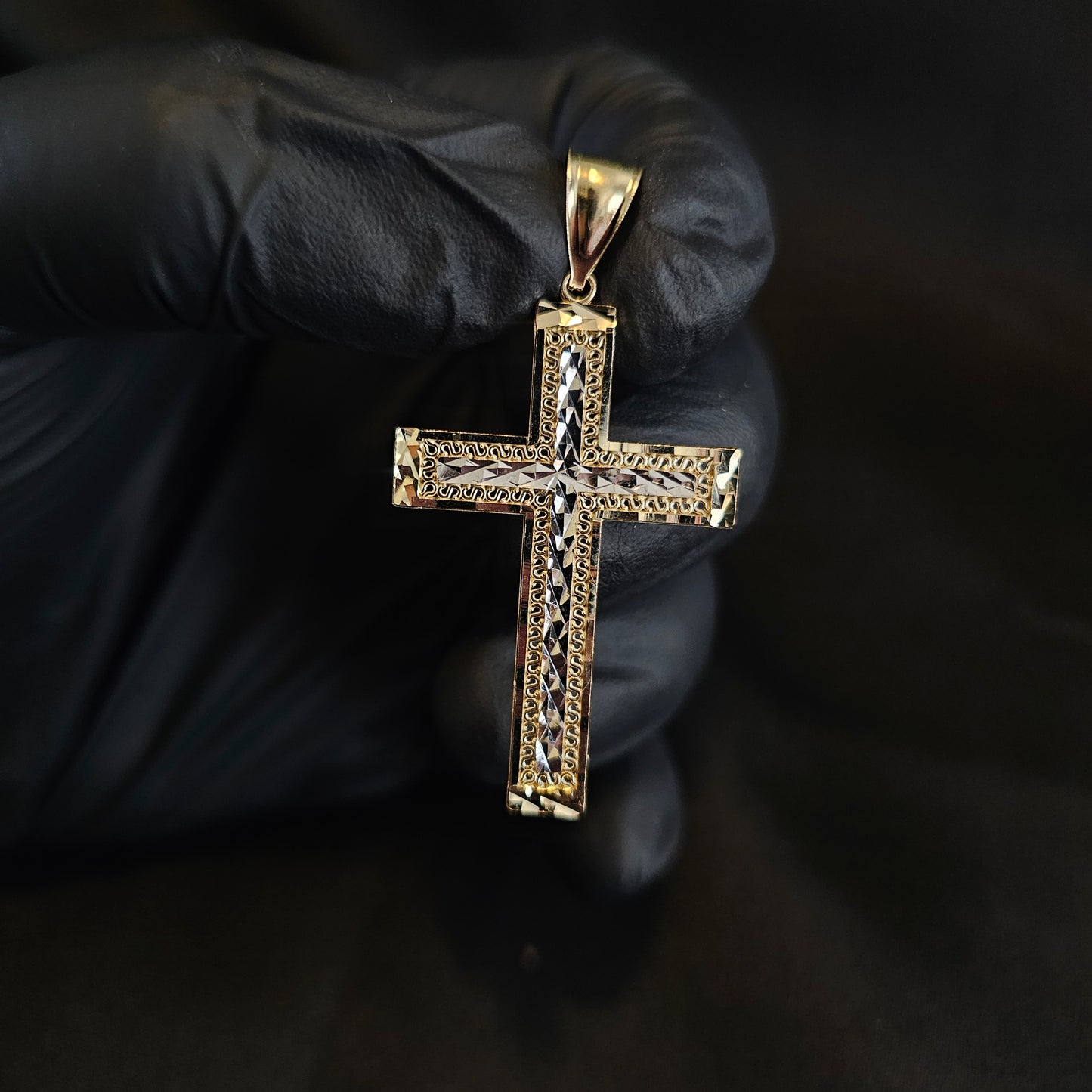Diamond Cut Cross 10k Yellow Gold
