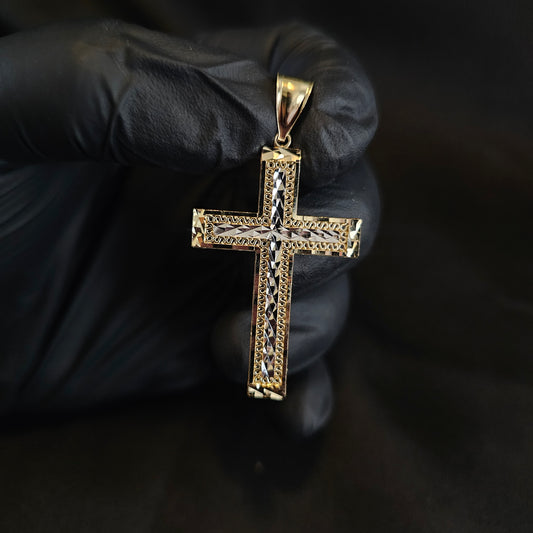 Diamond Cut Cross 10k Yellow Gold