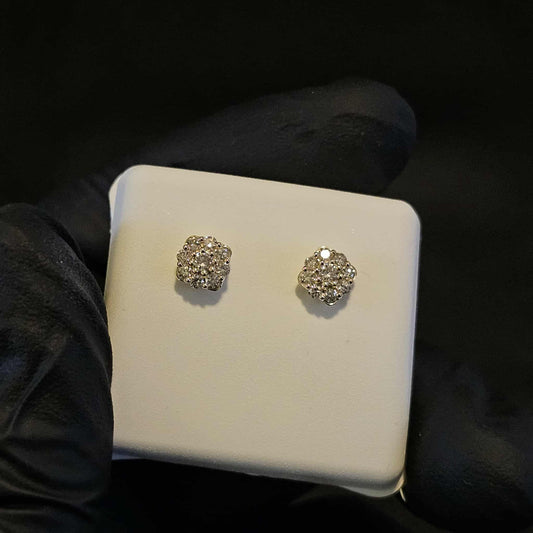 1/2 Ct Natural Diamond Cluster Studs