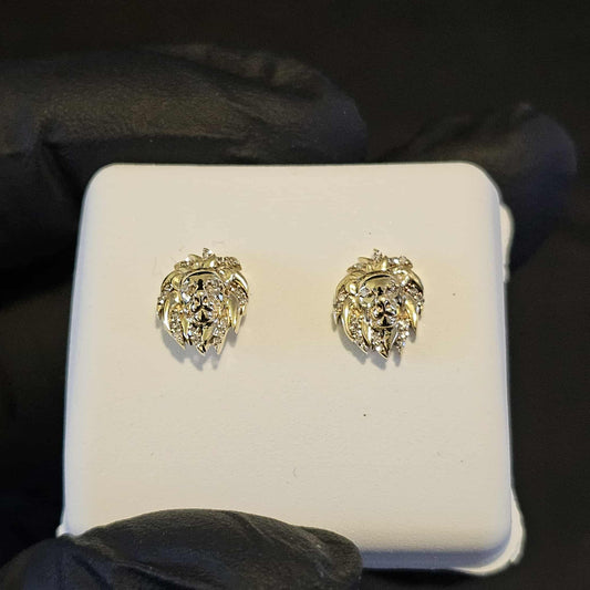 Lion Face Studs Diamonds & 10k